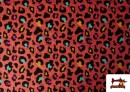 Comprar Tela de Muselina de Algodón Leopardo Turquesa y Naranja color Naranja
