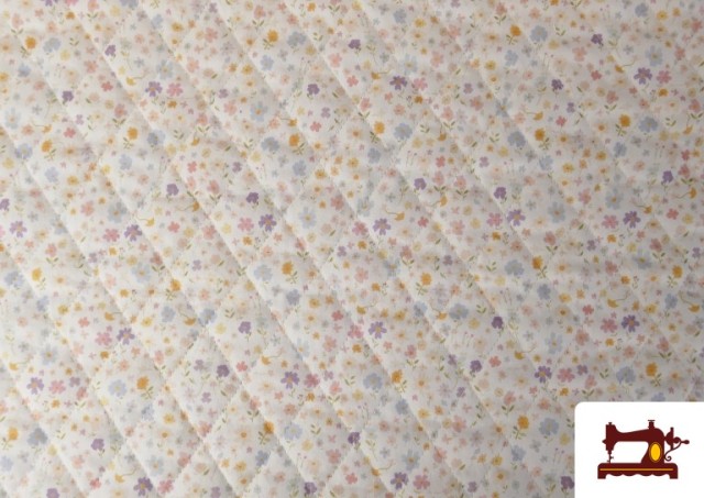 Venta de Tela Acolchada de Algodón con Doble Cara Estampado Floral color Lila