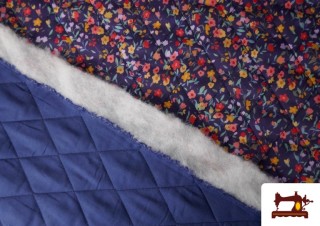 Venta online de Tela Acolchada de Algodón con Doble Cara Estampado Floral color Azul