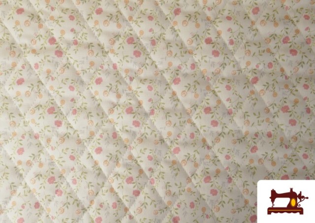 Comprar online Tela Acolchada de Algodón con Doble Cara Estampado Floral color Rosa