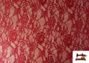 Tela de Encaje Chantilly Floral de Colores color Rojo