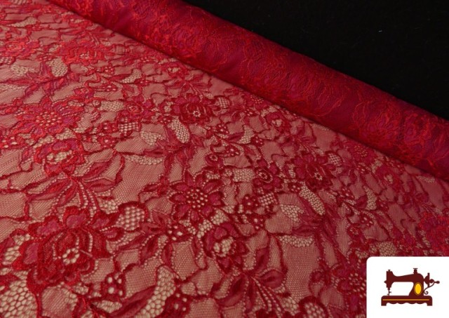 Comprar Tela de Encaje Chantilly Floral de Colores color Rojo