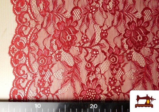 Venta de Tela de Encaje Chantilly Floral de Colores color Rojo