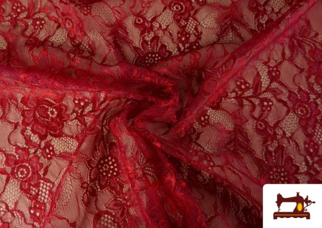 Comprar online Tela de Encaje Chantilly Floral de Colores color Rojo