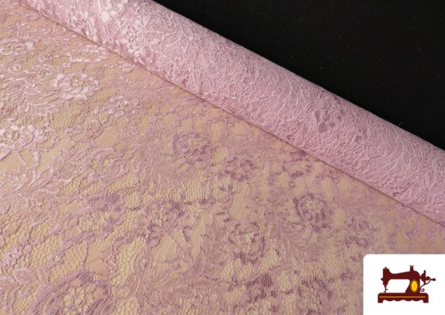 Tela de Encaje Chantilly Floral de Colores color Malva