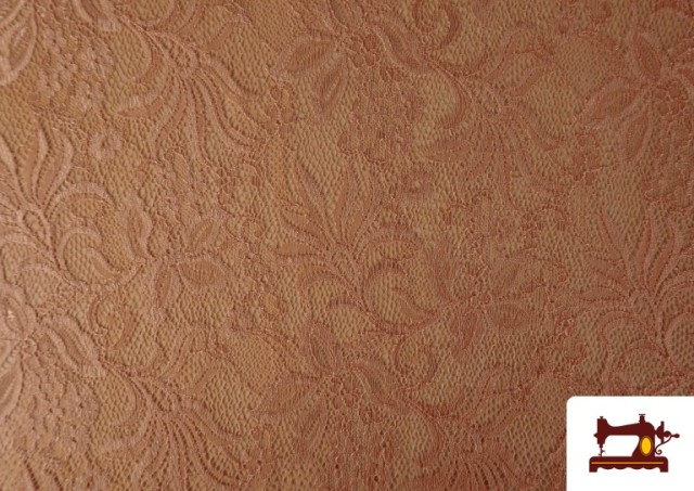 Tela de Encaje Chantilly Floral de Colores color Naranja