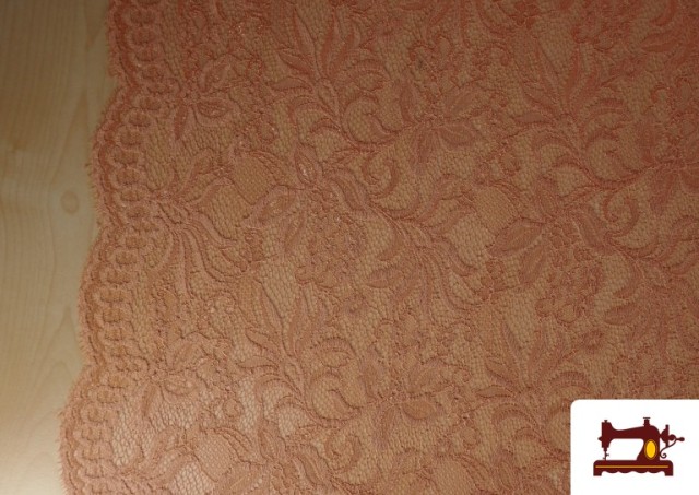 Tela de Encaje Chantilly Floral de Colores color Naranja