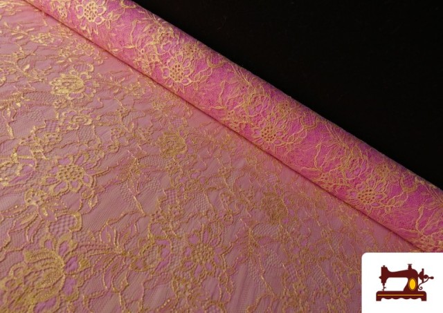 Comprar online Tela de Encaje Chantilly Floral de Colores color Rosa pálido