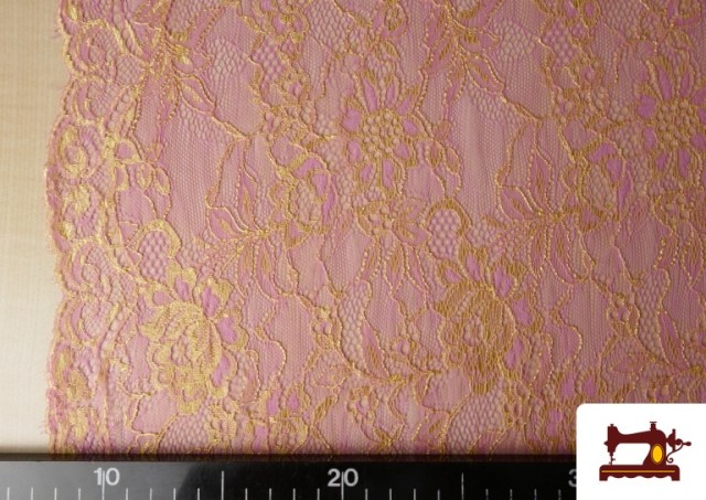 Tela de Encaje Chantilly Floral de Colores color Rosa pálido