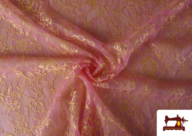Tela de Encaje Chantilly Floral de Colores color Rosa pálido