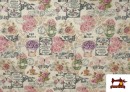 Venta de Tela de Loneta Estampado Botánico Floral Vintage 140cm ancho