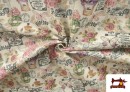 Venta online de Tela de Loneta Estampado Botánico Floral Vintage 140cm ancho