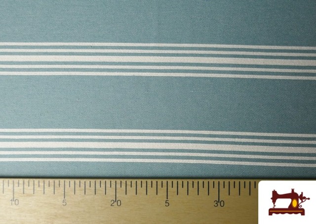 Venta de Tela de Loneta Panamá Rayas color Azul