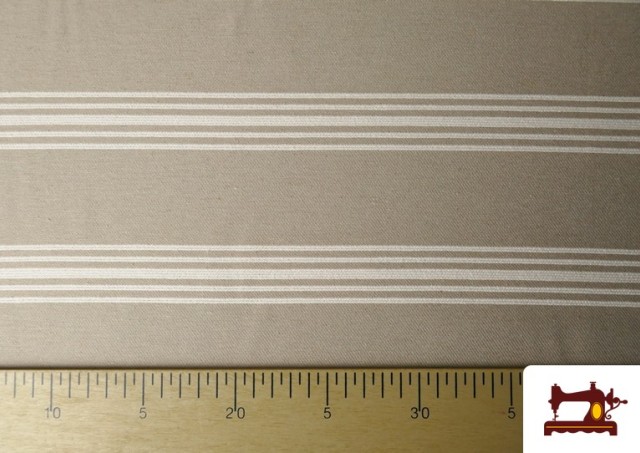 Tela de Loneta Panamá Rayas color Beige
