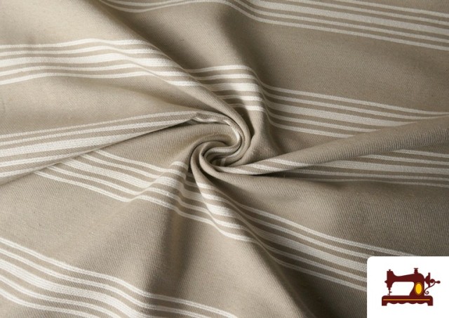 Comprar Tela de Loneta Panamá Rayas color Beige