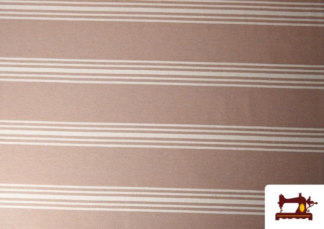 Comprar online Tela de Loneta Panamá Rayas color Rosa matices