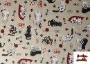 Venta de Tela de Half Panama Estampado de Gatos