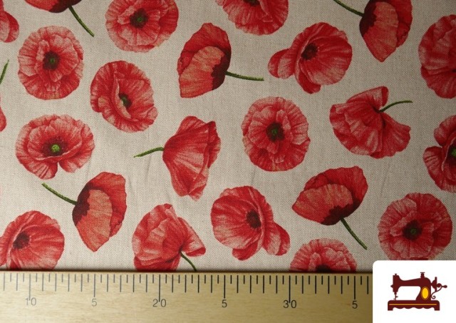 Comprar Tela de Half Panama Estampado Amapolas