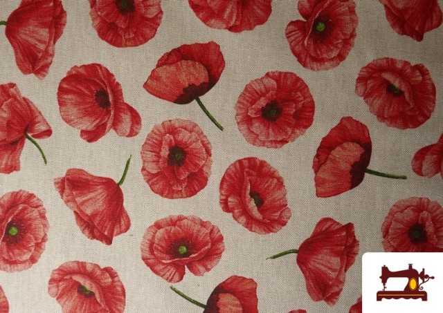 Comprar online Tela de Half Panama Estampado Amapolas