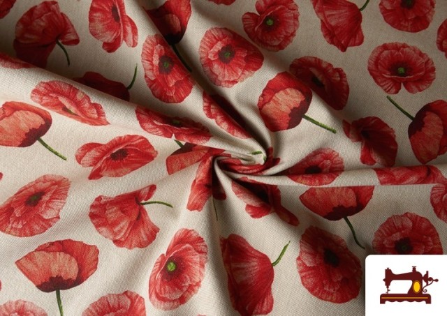 Venta online de Tela de Half Panama Estampado Amapolas