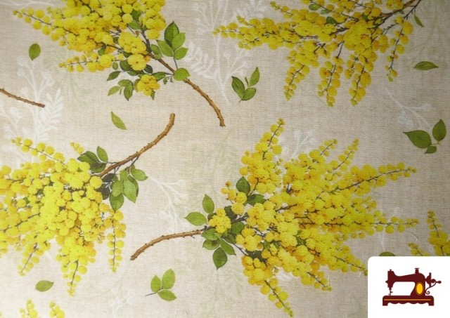 Comprar online Tela de Loneta Estampado Amarillo Flor Mimosa