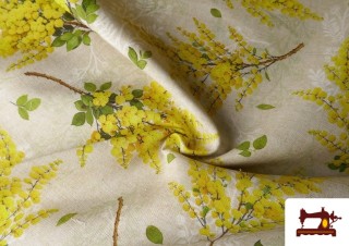 Venta online de Tela de Loneta Estampado Amarillo Flor Mimosa