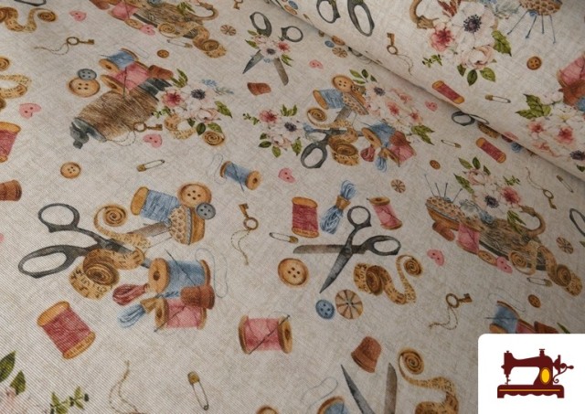 Tela de Loneta Estampado de Costura Floral Romántico