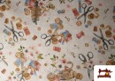 Comprar Tela de Loneta Estampado de Costura Floral Romántico