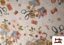 Venta de Tela de Loneta Estampado de Costura Floral Romántico