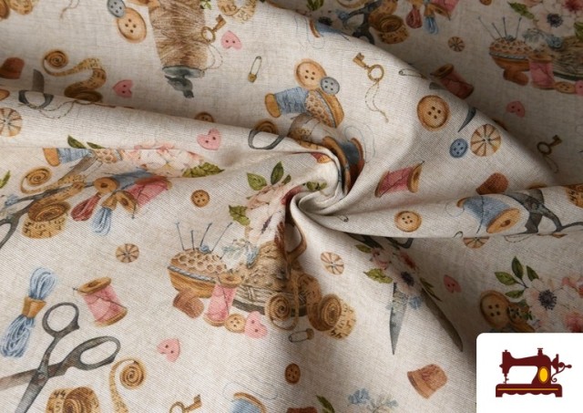 Comprar online Tela de Loneta Estampado de Costura Floral Romántico