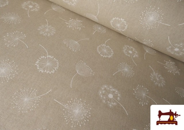 Tela de Half Panama Estampado Diente de Leon Blanco