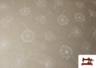 Venta de Tela de Half Panama Estampado Diente de Leon Blanco