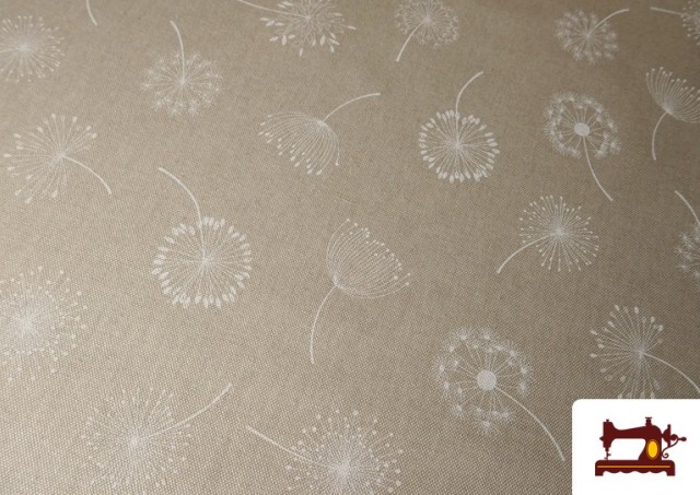 Venta de Tela de Half Panama Estampado Diente de Leon Blanco