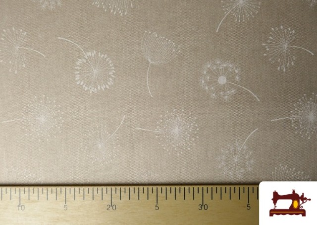 Comprar online Tela de Half Panama Estampado Diente de Leon Blanco