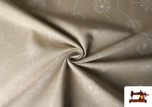 Venta online de Tela de Half Panama Estampado Diente de Leon Blanco