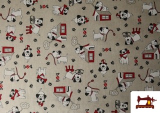Comprar Tela de Half Panama Estampado Perros Divertidos