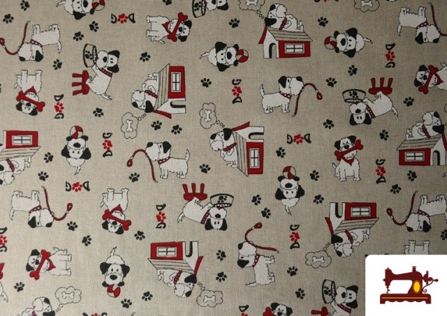 Comprar Tela de Half Panama Estampado Perros Divertidos