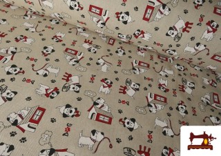 Tela de Half Panama Estampado Perros Divertidos