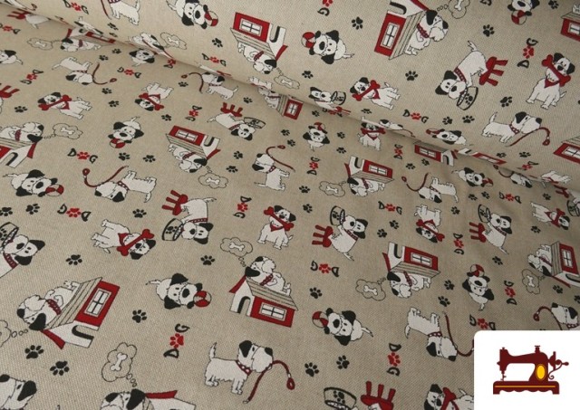 Tela de Half Panama Estampado Perros Divertidos