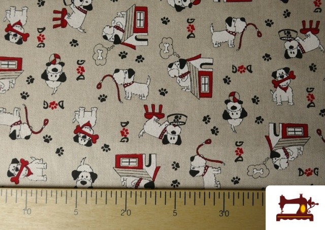 Comprar online Tela de Half Panama Estampado Perros Divertidos