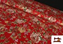 Tela de Algodón Estampado Tradicional Floral color Rojo