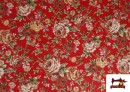 Comprar Tela de Algodón Estampado Tradicional Floral color Rojo