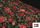 Tela de Algodón Estampado Tradicional Floral color Negro