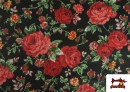 Comprar Tela de Algodón Estampado Tradicional Floral color Negro