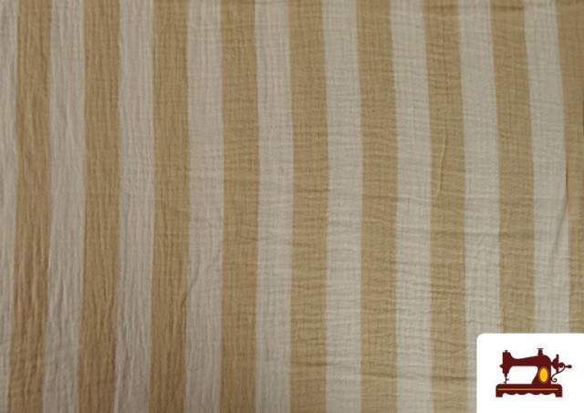 Comprar Tela de Muselina de Algodón Rayas Beige