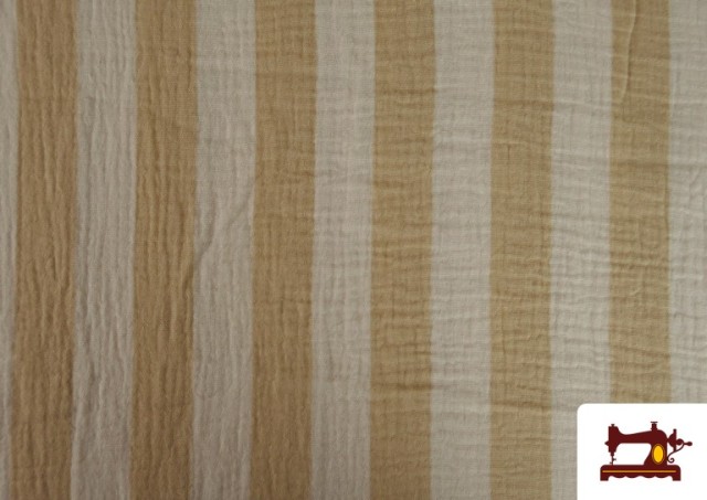 Venta de Tela de Muselina de Algodón Rayas Beige