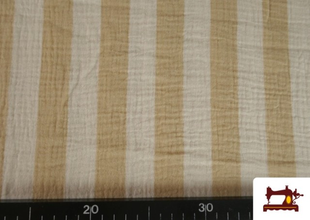 Comprar online Tela de Muselina de Algodón Rayas Beige