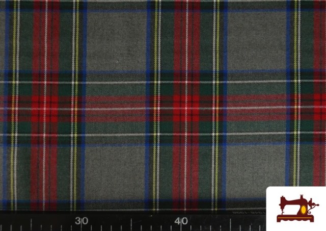 Comprar online Tela de Viella Estampado Cuadros Grandes Clásicos Gris