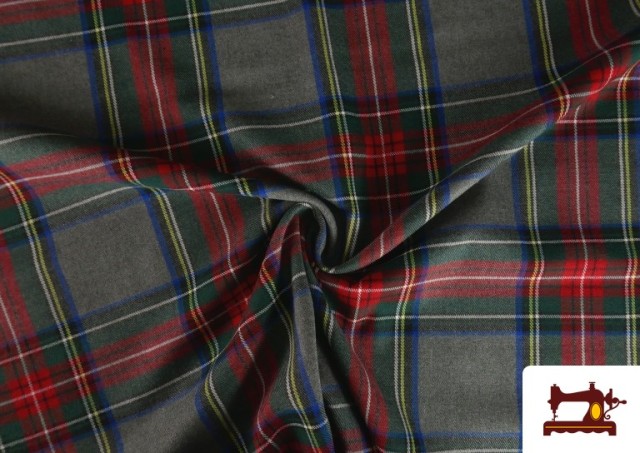 Venta online de Tela de Viella Estampado Cuadros Grandes Clásicos Gris