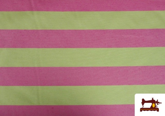 Venta de Tela de Loneta Rayas De Colores Veraniegos color Verde